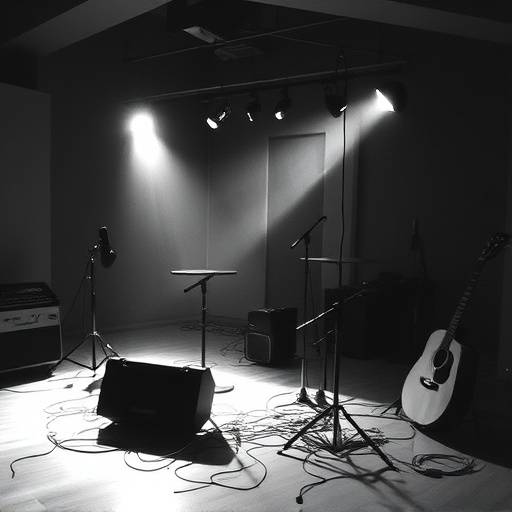 A black and white photo of the original Acoustic Canvas Studios setup in 2005