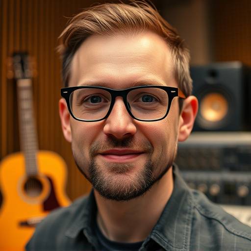 Image of Jasper Thorne, Mastering Engineer, Acoustic Canvas Studios. He's wearing glasses and smiling slightly.